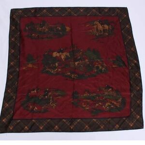 VTG RARE 90's Polo Ralph Lauren Equestrian Horse Silk Preppy Scarf 31 X 31